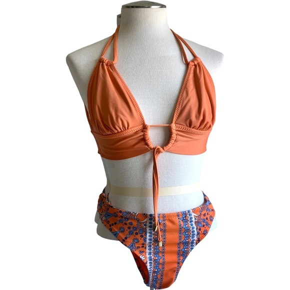 Cremieux Bikini Bottom,‎ Large, orange and blue paisley print, EUC, pairs great. - Picture 8 of 8